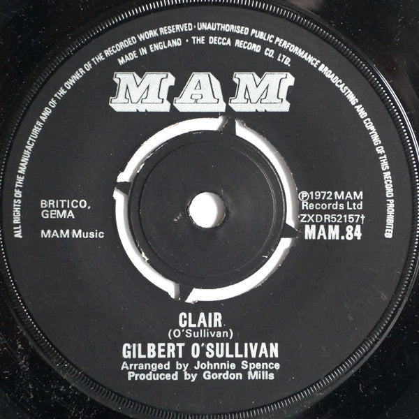 Gilbert o Sullivan  Clair (1972) Single