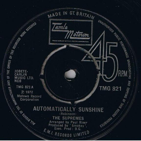 The Supremes  Automatically  Sunshine (1972) Single